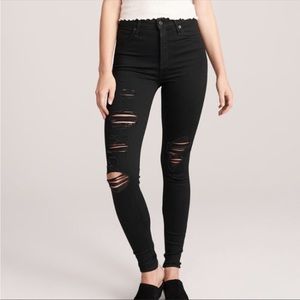 Abercrombie Black Simone Ripped Skinny Jean